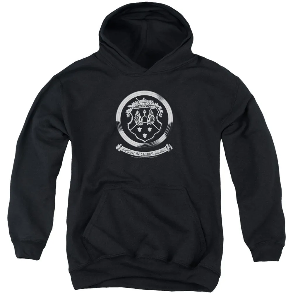 1930s Crest Emblem Youth 50% Poly Hooded Sweatshirt