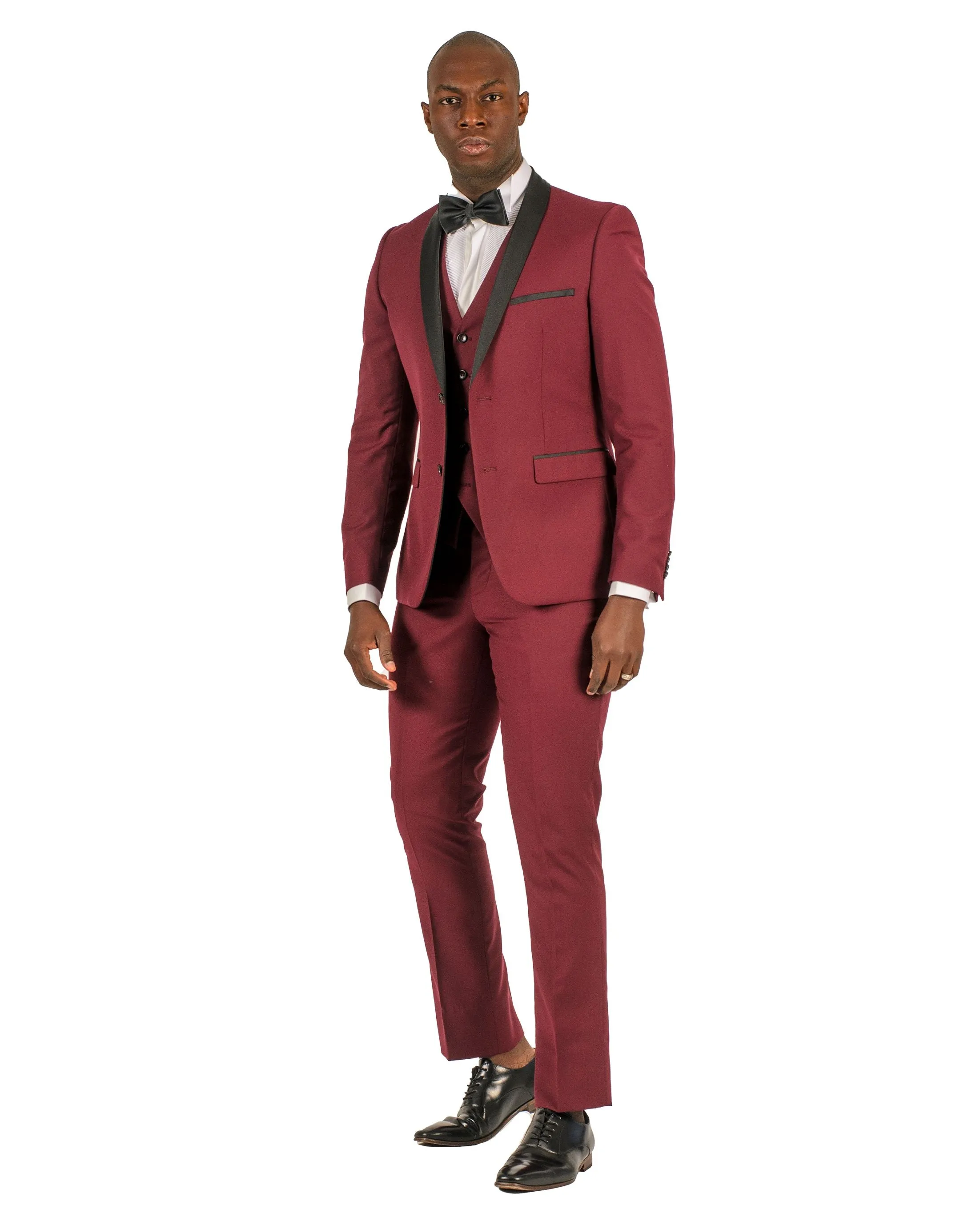 2 Button Shawl Lapel Burgundy Slim Fit Suit FF2SSX V-1230