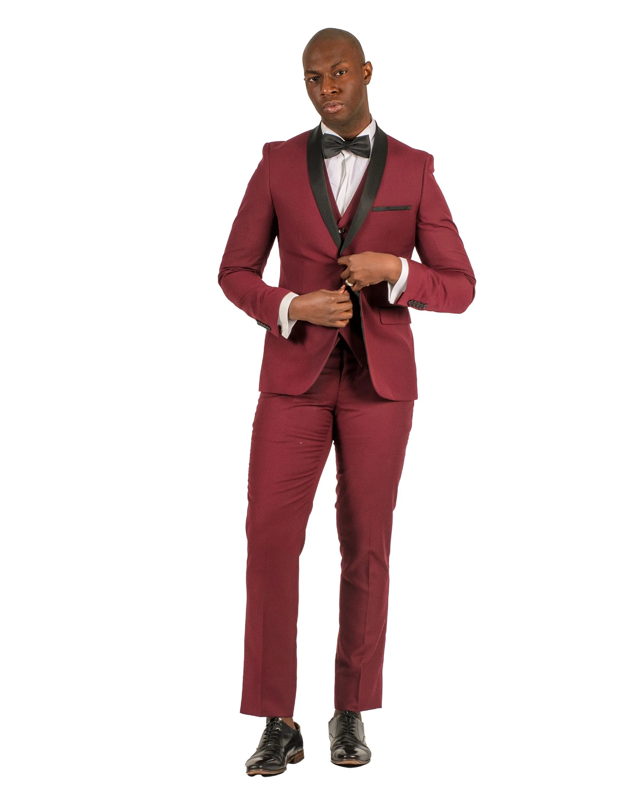 2 Button Shawl Lapel Burgundy Slim Fit Suit FF2SSX V-1230