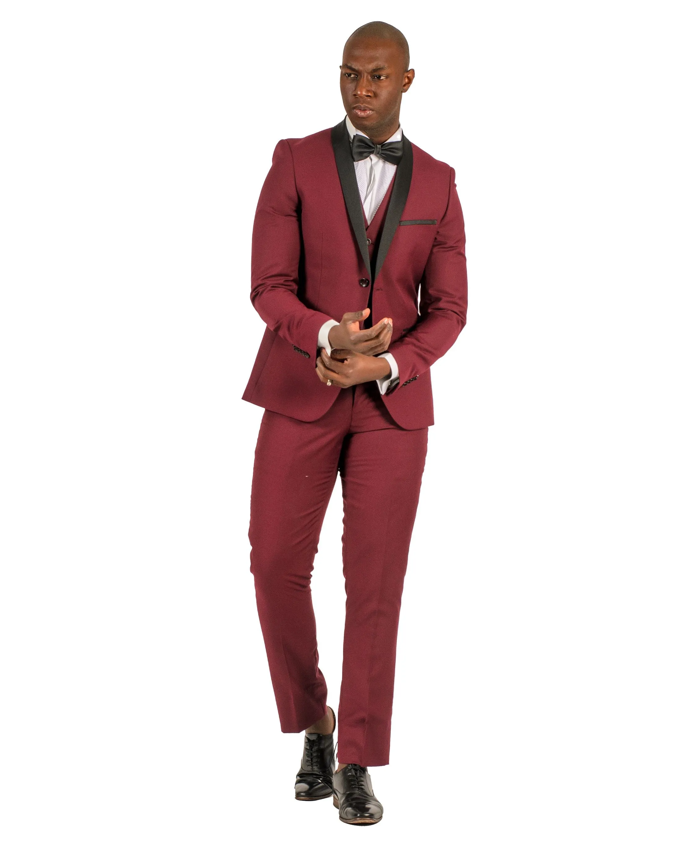 2 Button Shawl Lapel Burgundy Slim Fit Suit FF2SSX V-1230