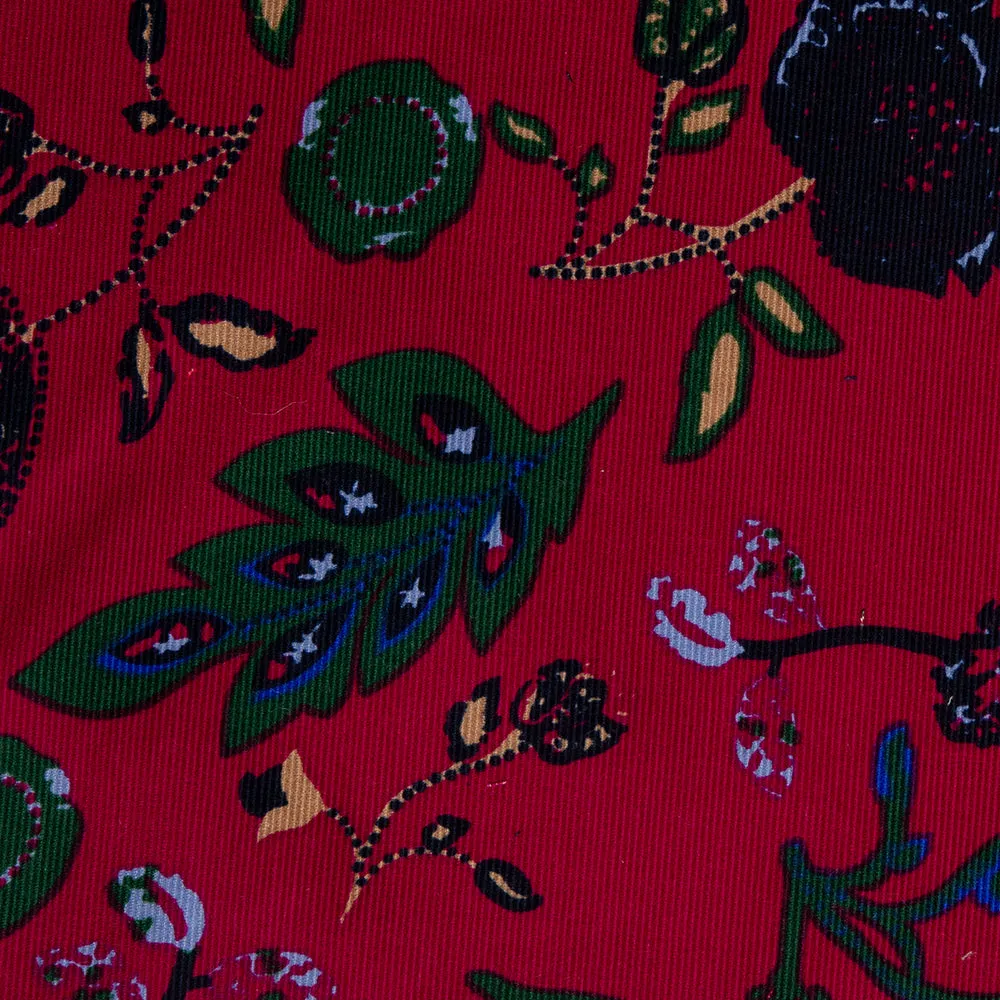 21 Wale Printed Corduroy - Leafs - Red