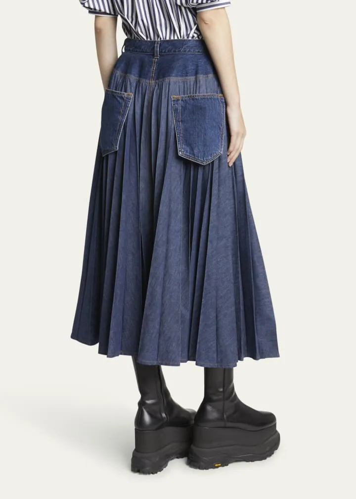 2407289 Pleated denim skirt