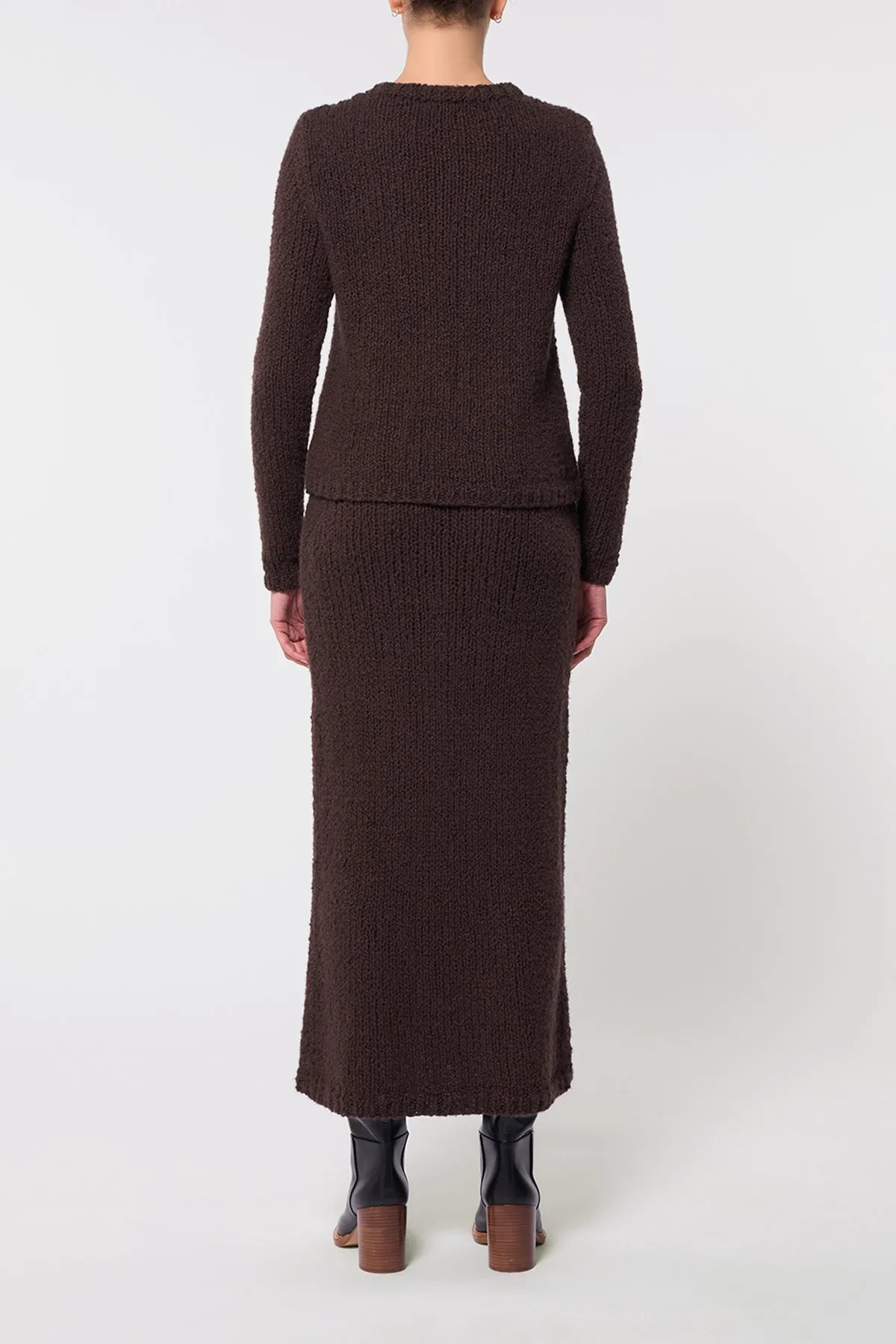 Abrams Knit Sweater in Chocolate Cashmere Boucle