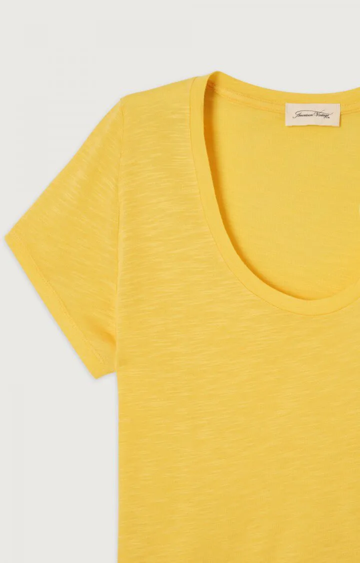 American Vintage U Collar Jacksonville Short Sleeve Tee in Butter Cup