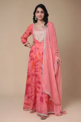 Anarkali Tie & Dye Georgette Suit Embroidered with Dori work