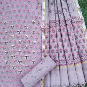 Anchor Thread Work Cotton Suit Set with Kota Doria Dupatta (GOTA349KD)