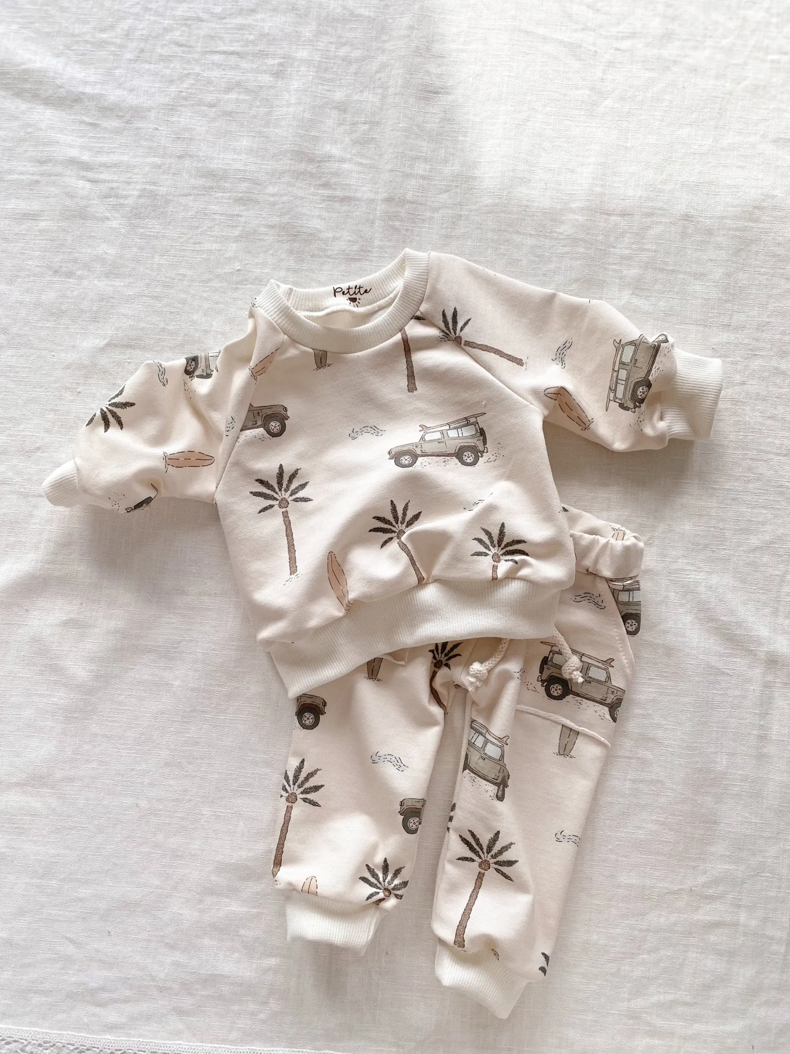 Baby cotton sweatshirt / cars & palm trees