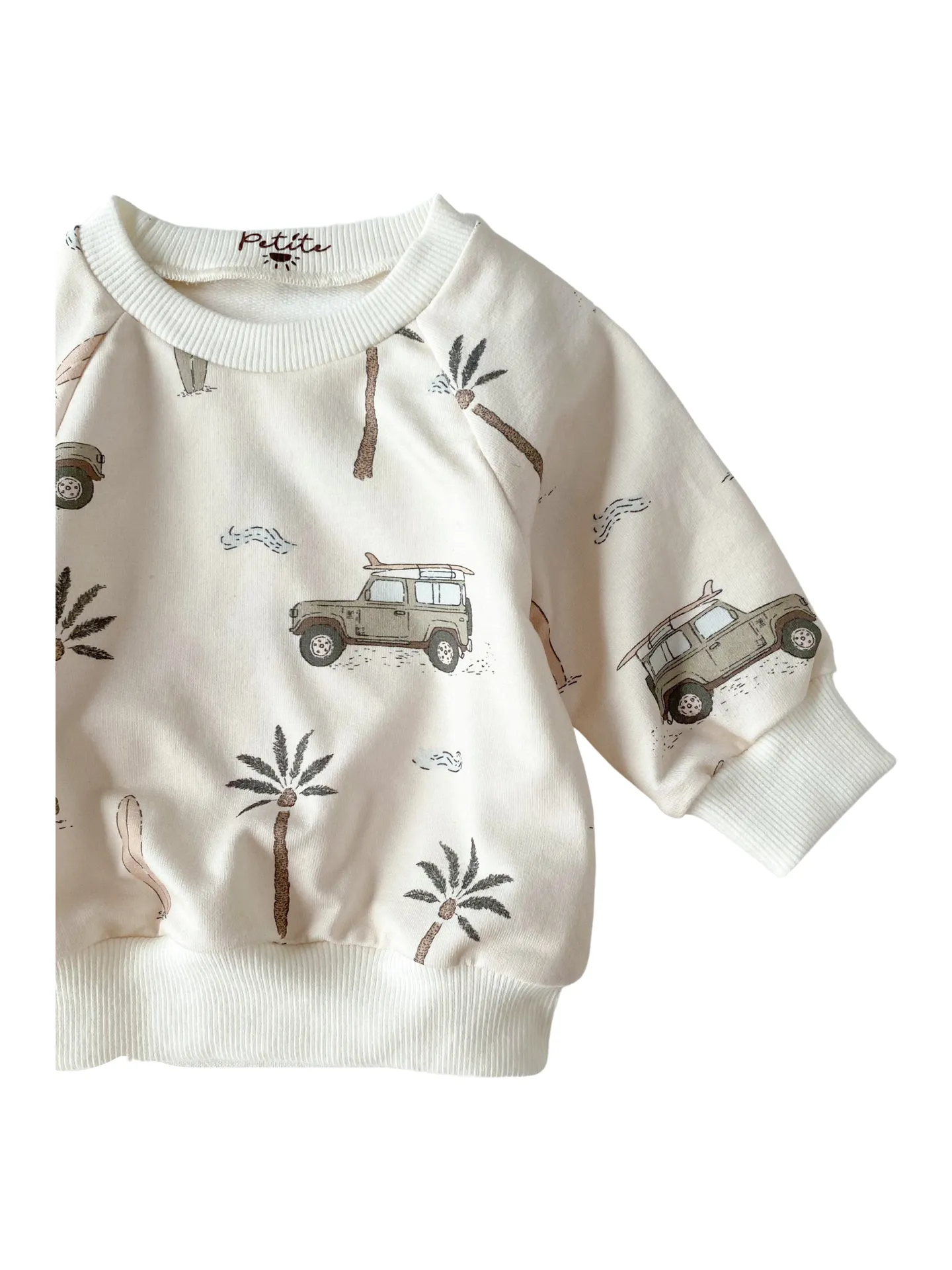 Baby cotton sweatshirt / cars & palm trees