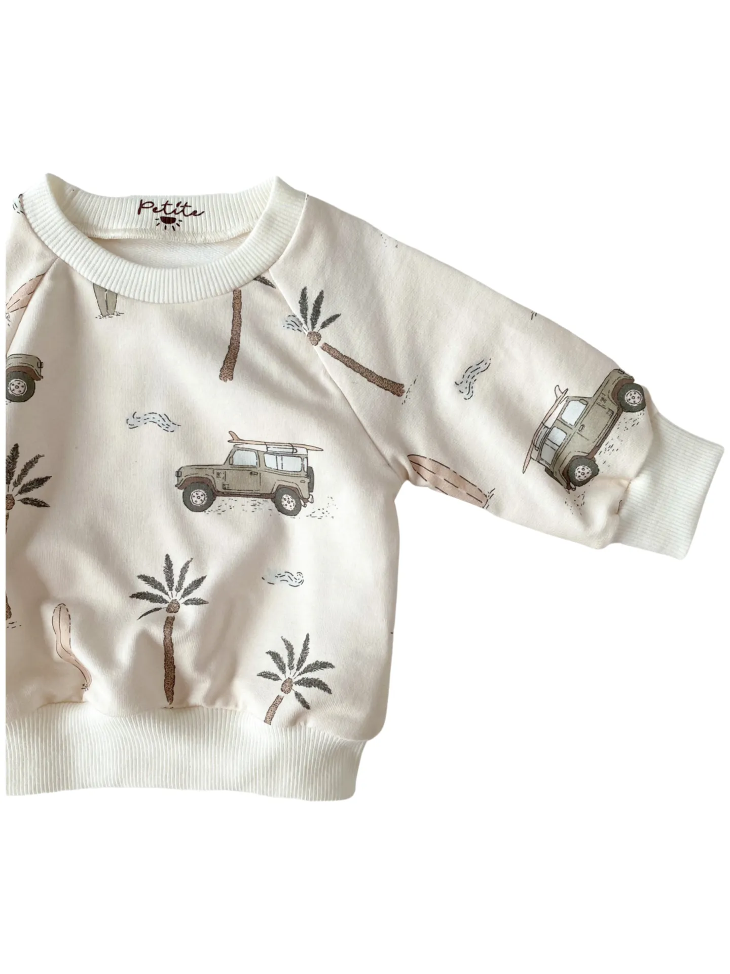 Baby cotton sweatshirt / cars & palm trees