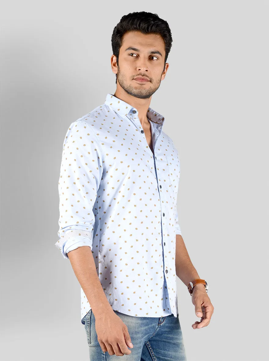 Ballad Blue Printed Slim Fit Casual Shirt | JadeBlue