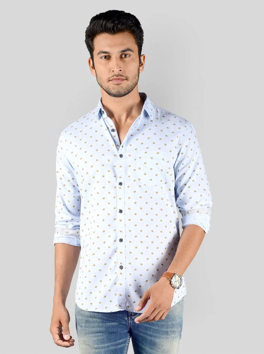 Ballad Blue Printed Slim Fit Casual Shirt | JadeBlue