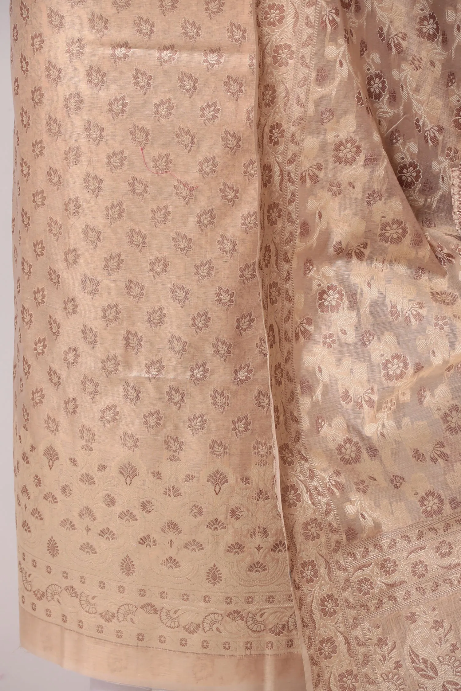 Banarasi Printed Chanderi Unstitched Suit with Hand Woven Dupatta