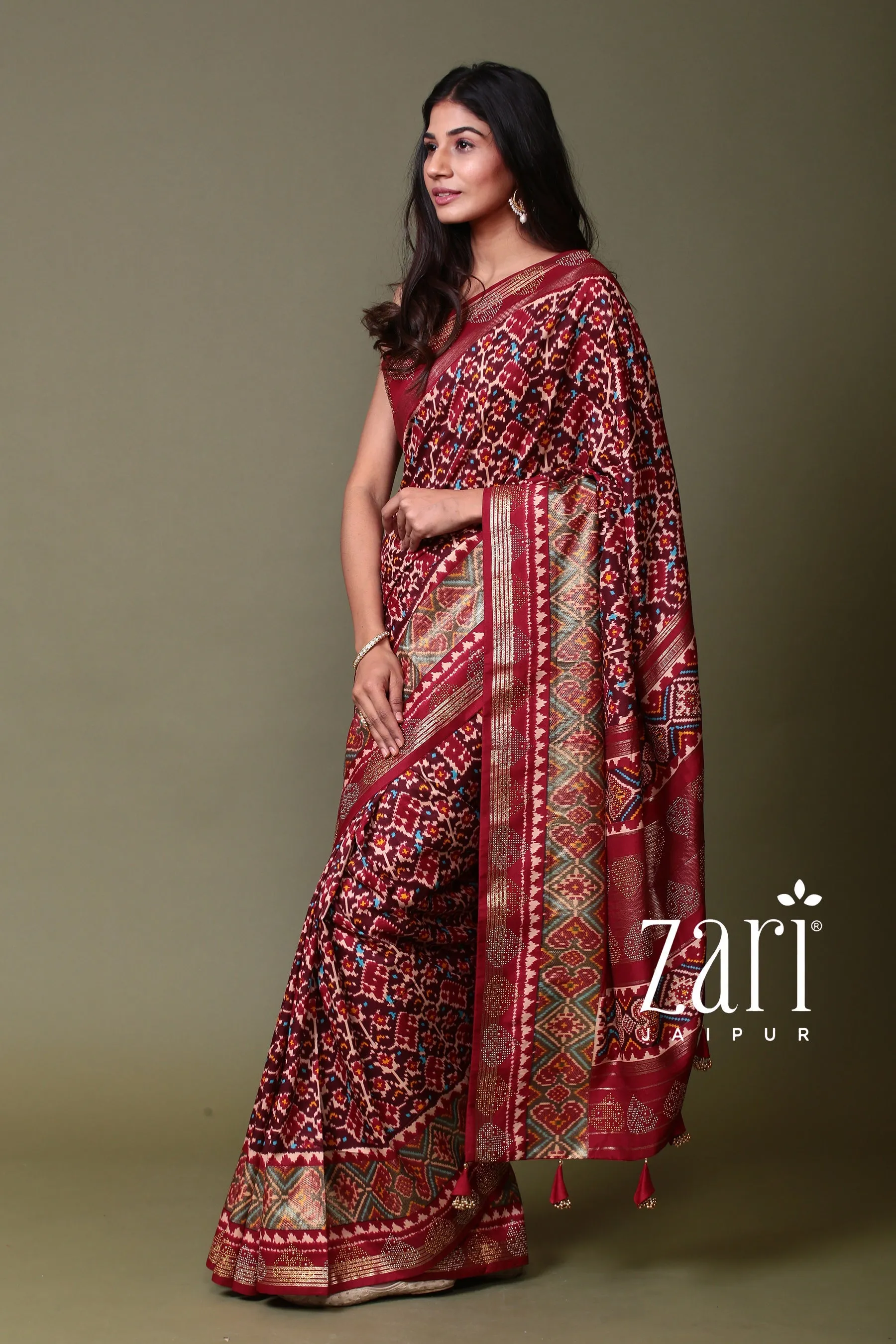 Bandhej cotton silk Suit with Gota Patti, Sequins, Thread, Zardozi work.