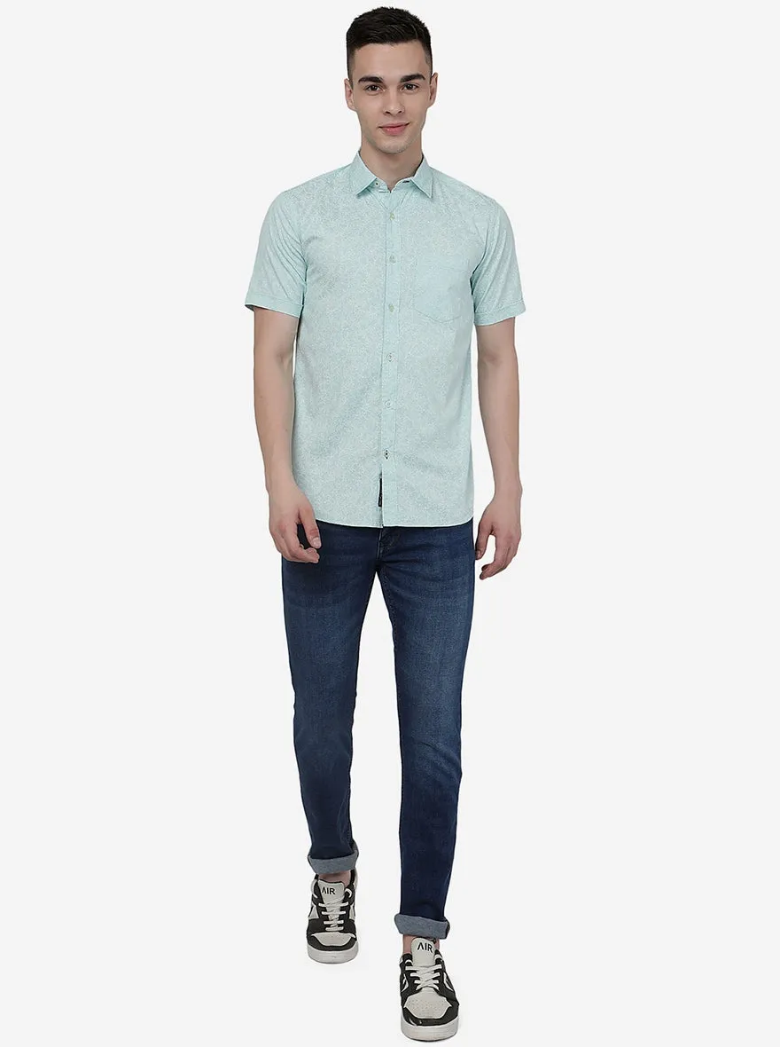 Beach Glass Printed Slim Fit Casual Shirt | JadeBlue