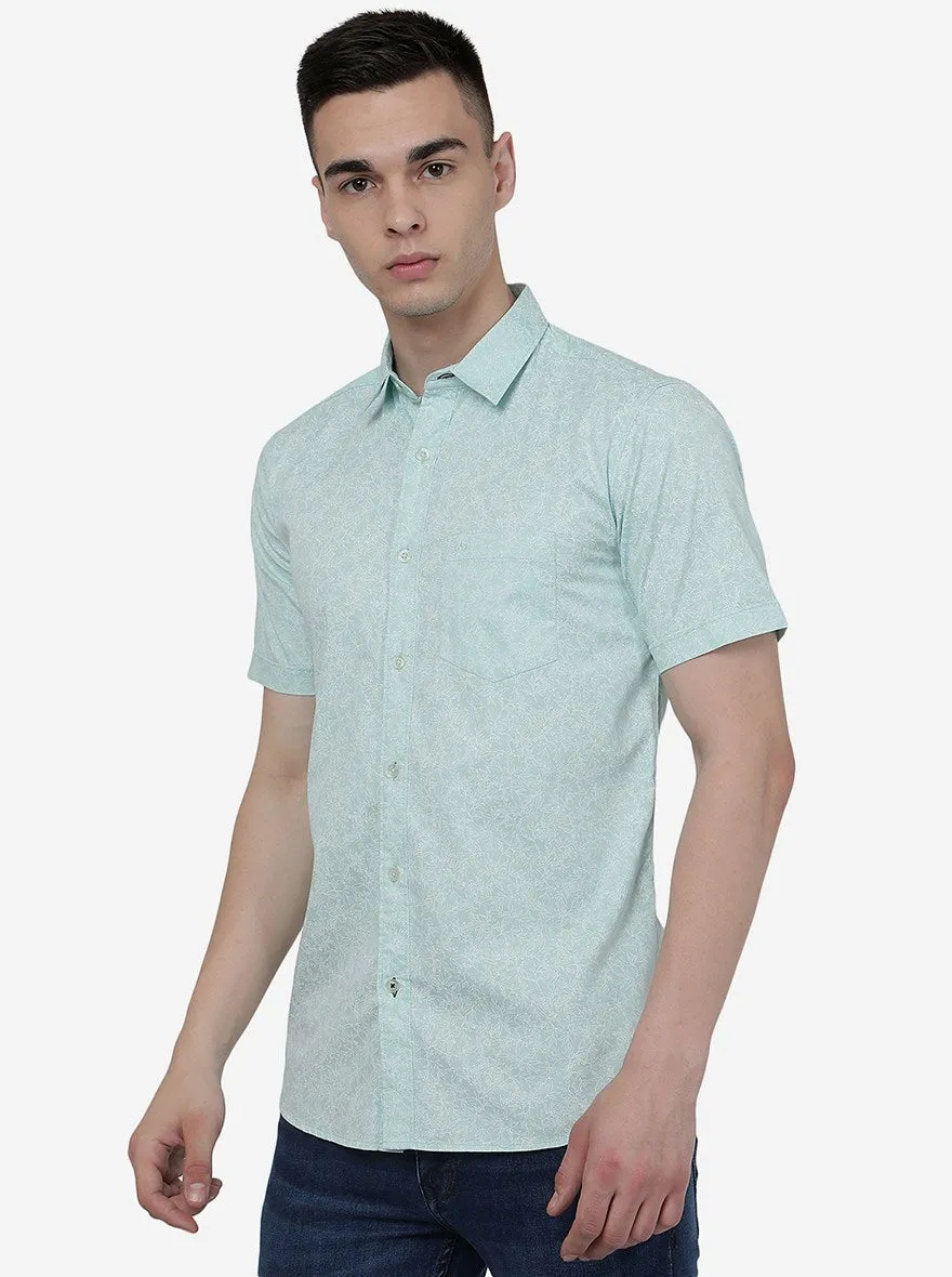 Beach Glass Printed Slim Fit Casual Shirt | JadeBlue