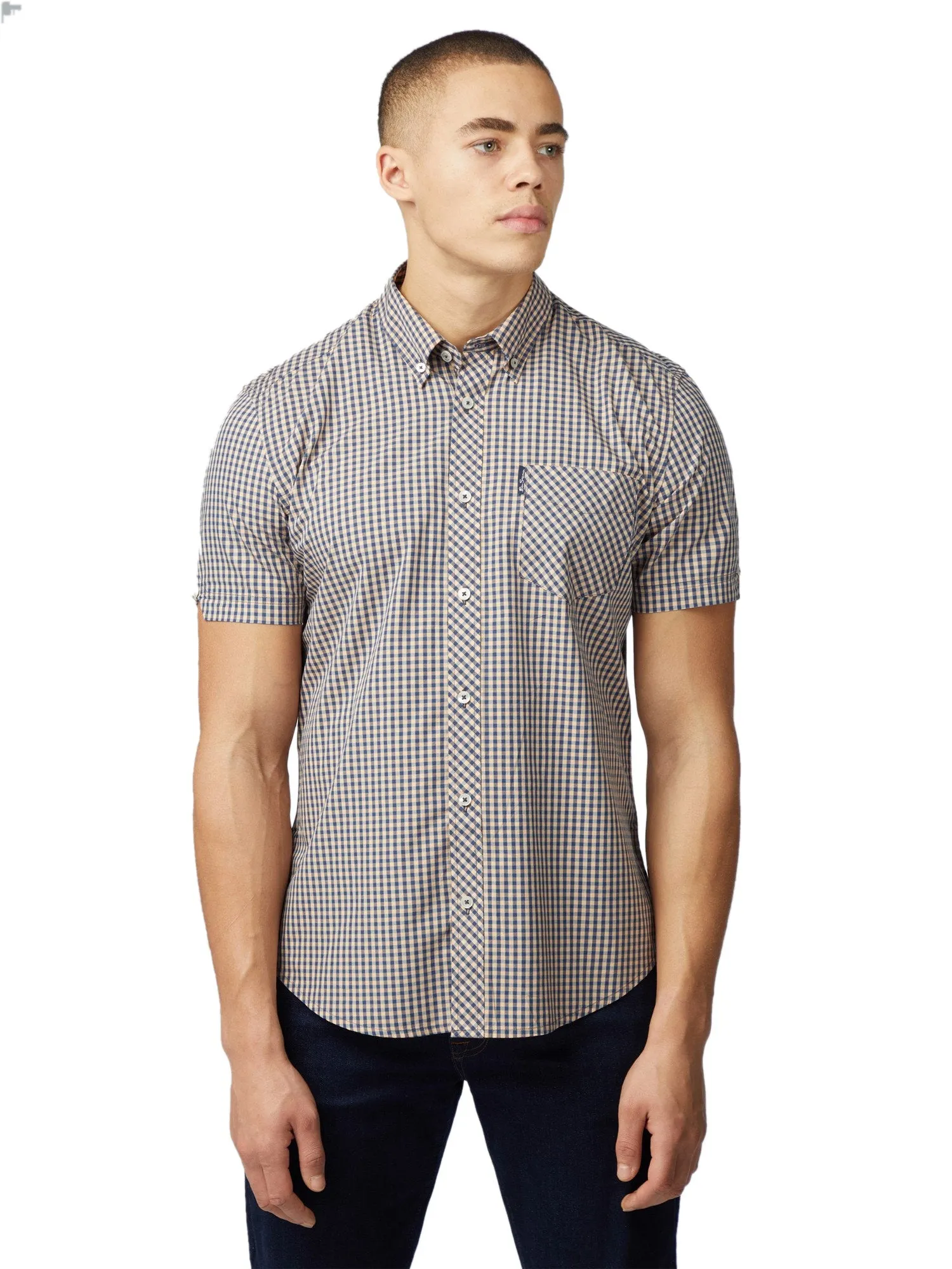 Ben Sherman Men's Signature Gingham Check Shirt, Button-Down Collar, Short Sleeved, Regular Fit