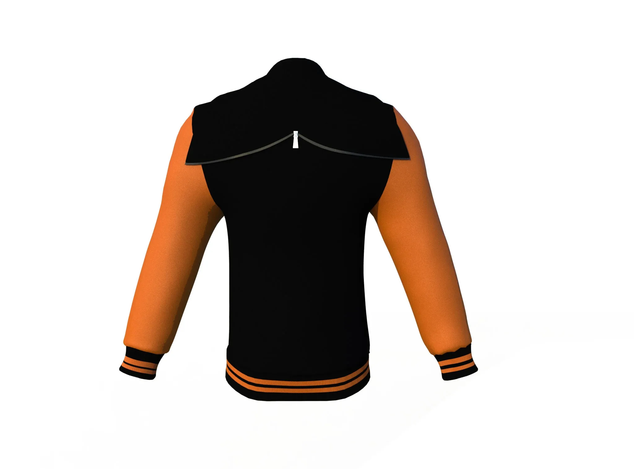 Black Varsity Letterman Jacket with Orange Sleeves