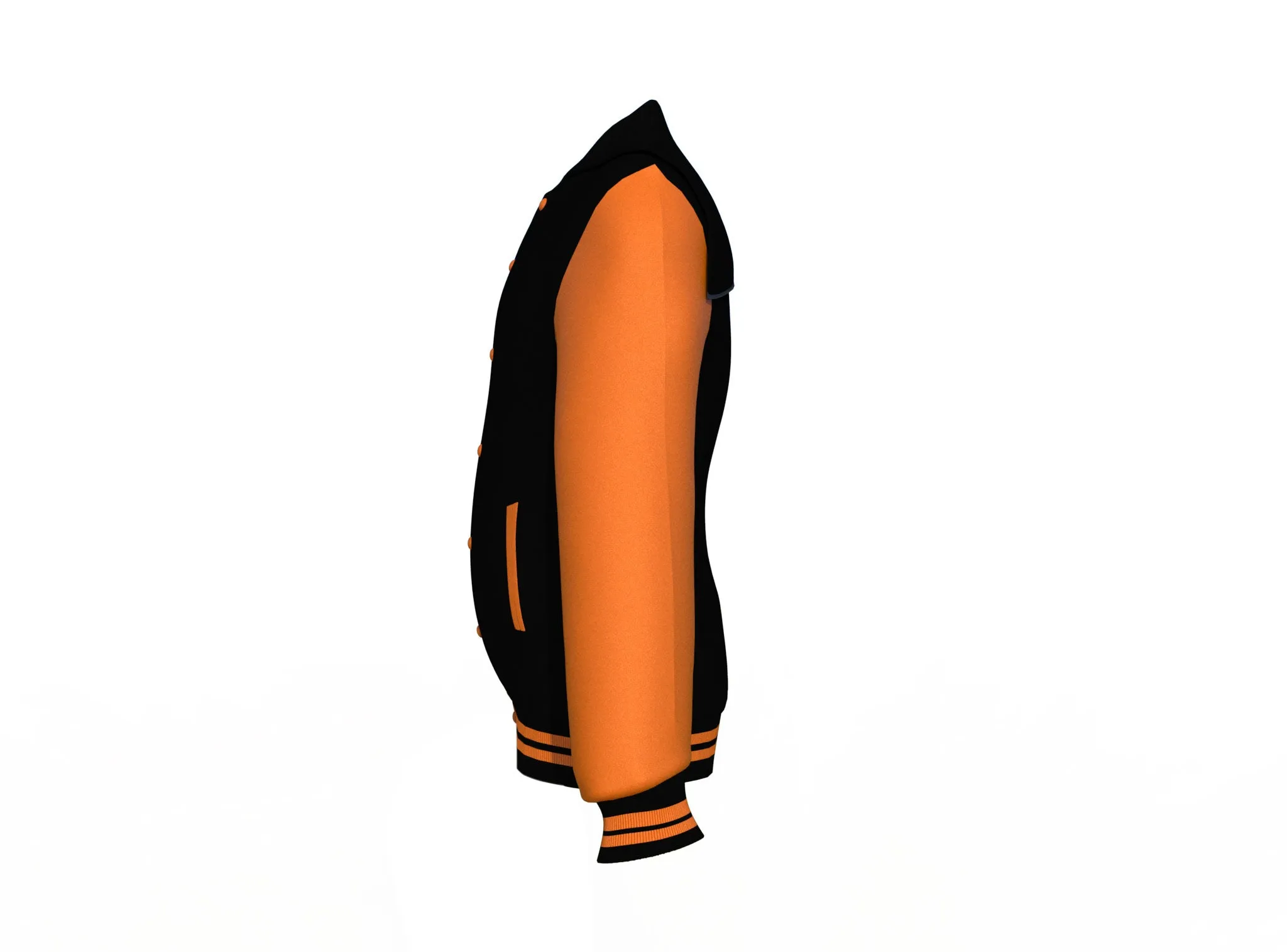 Black Varsity Letterman Jacket with Orange Sleeves