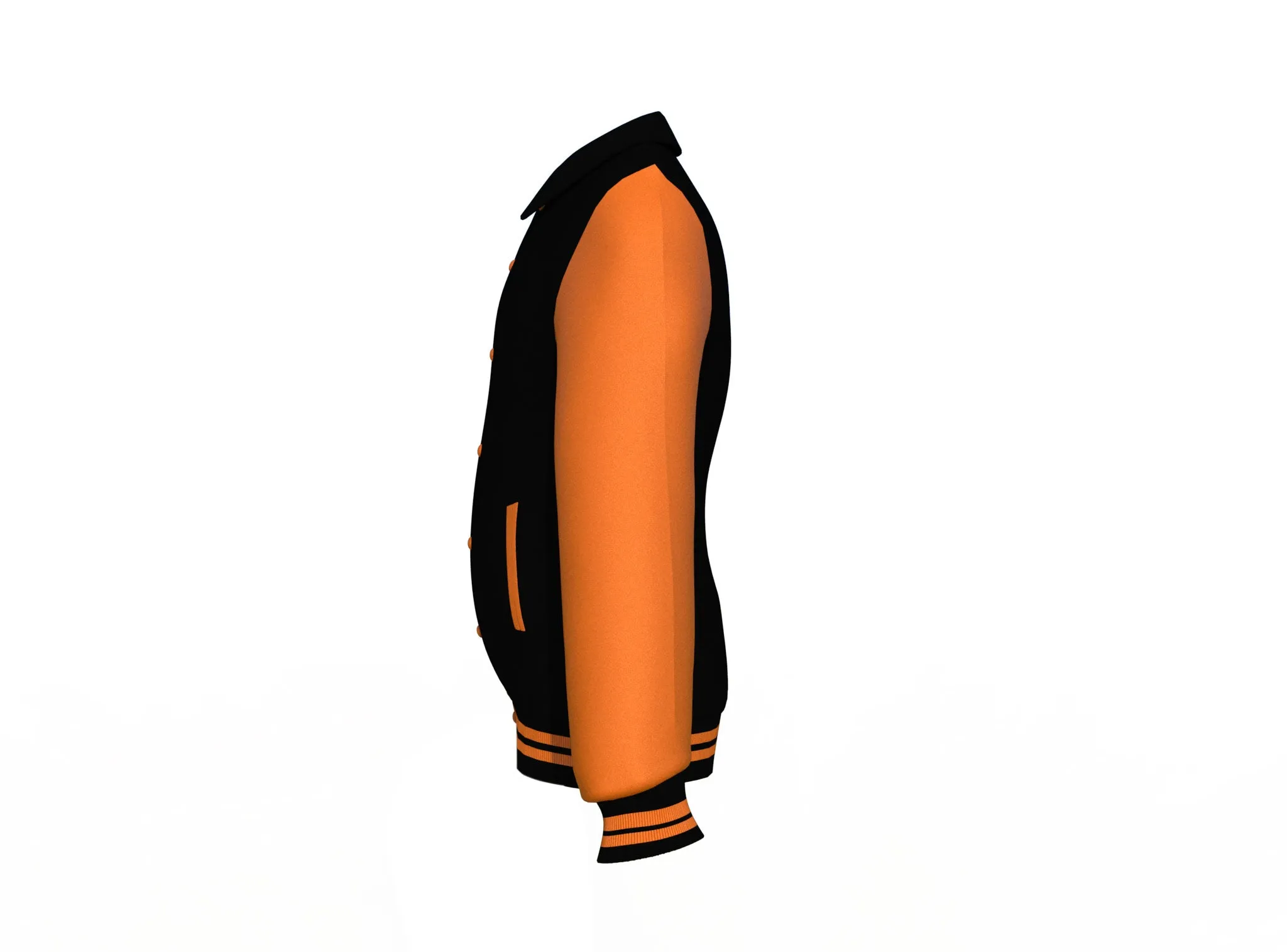 Black Varsity Letterman Jacket with Orange Sleeves