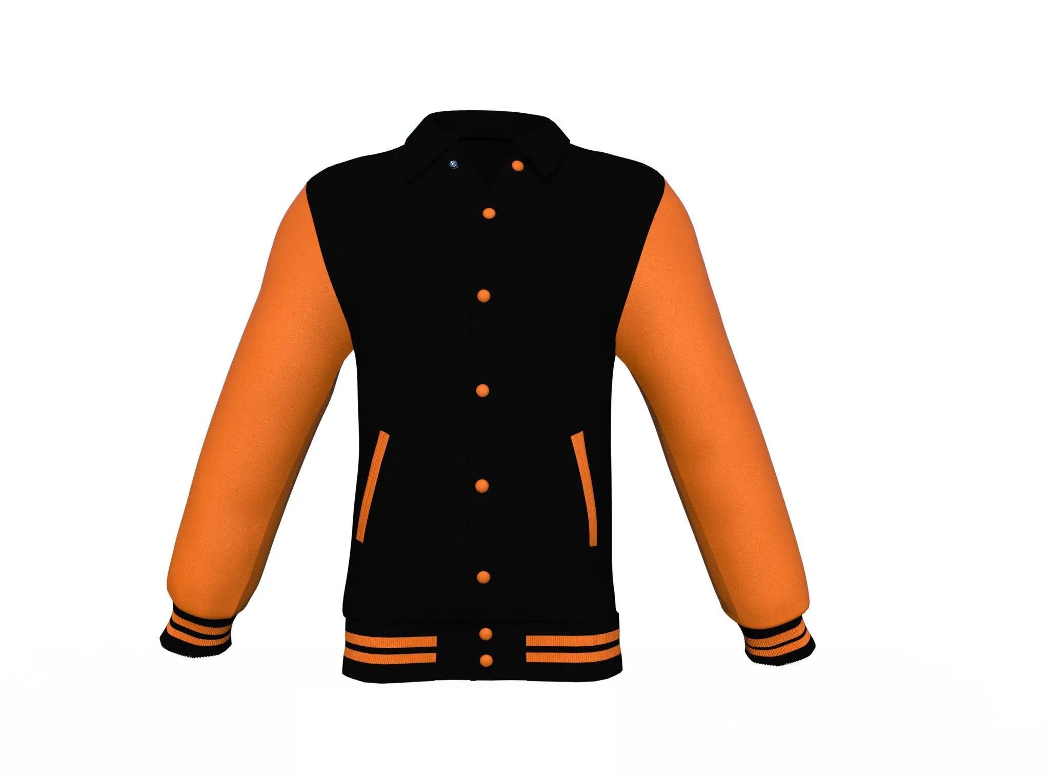 Black Varsity Letterman Jacket with Orange Sleeves