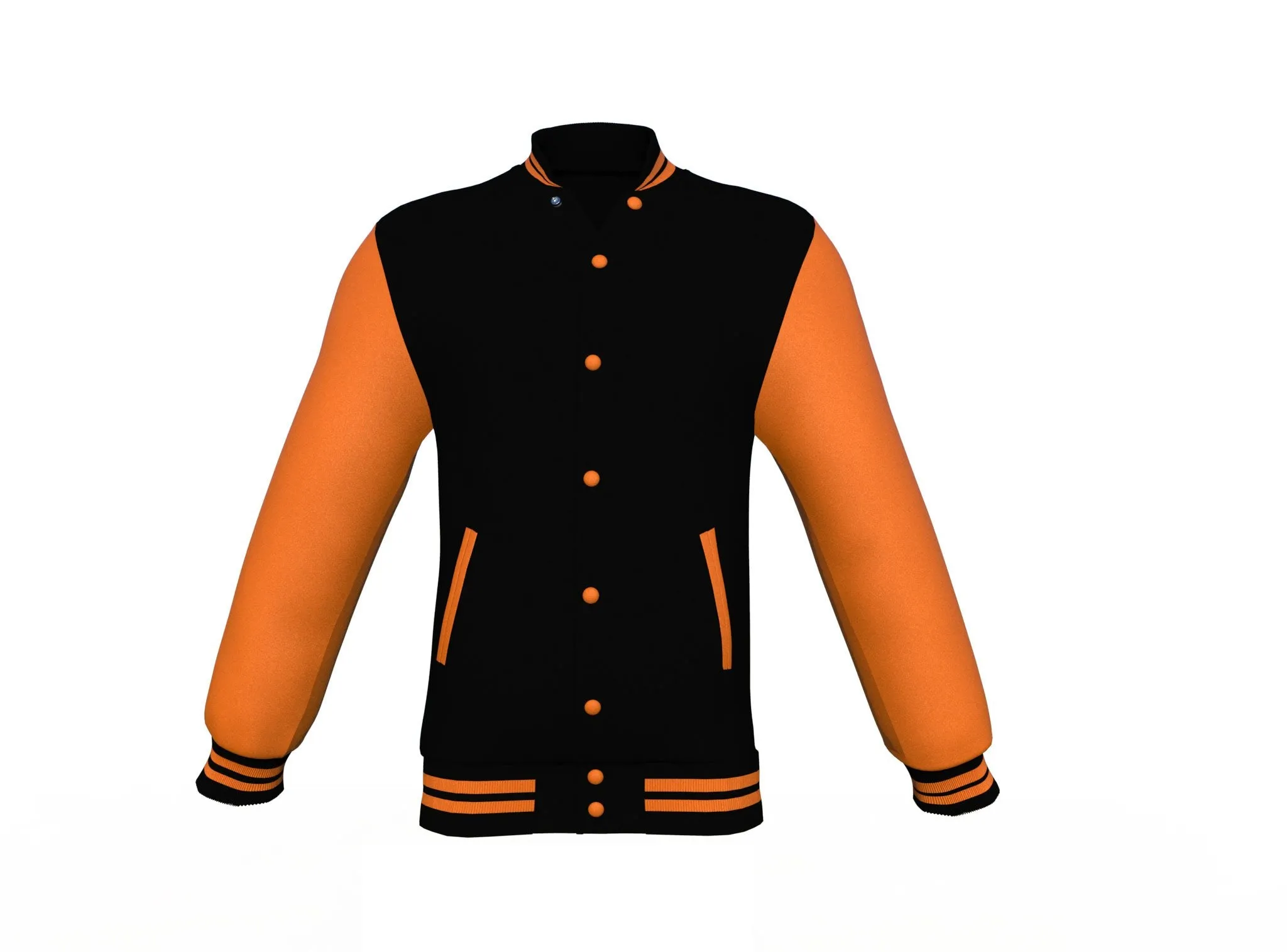 Black Varsity Letterman Jacket with Orange Sleeves