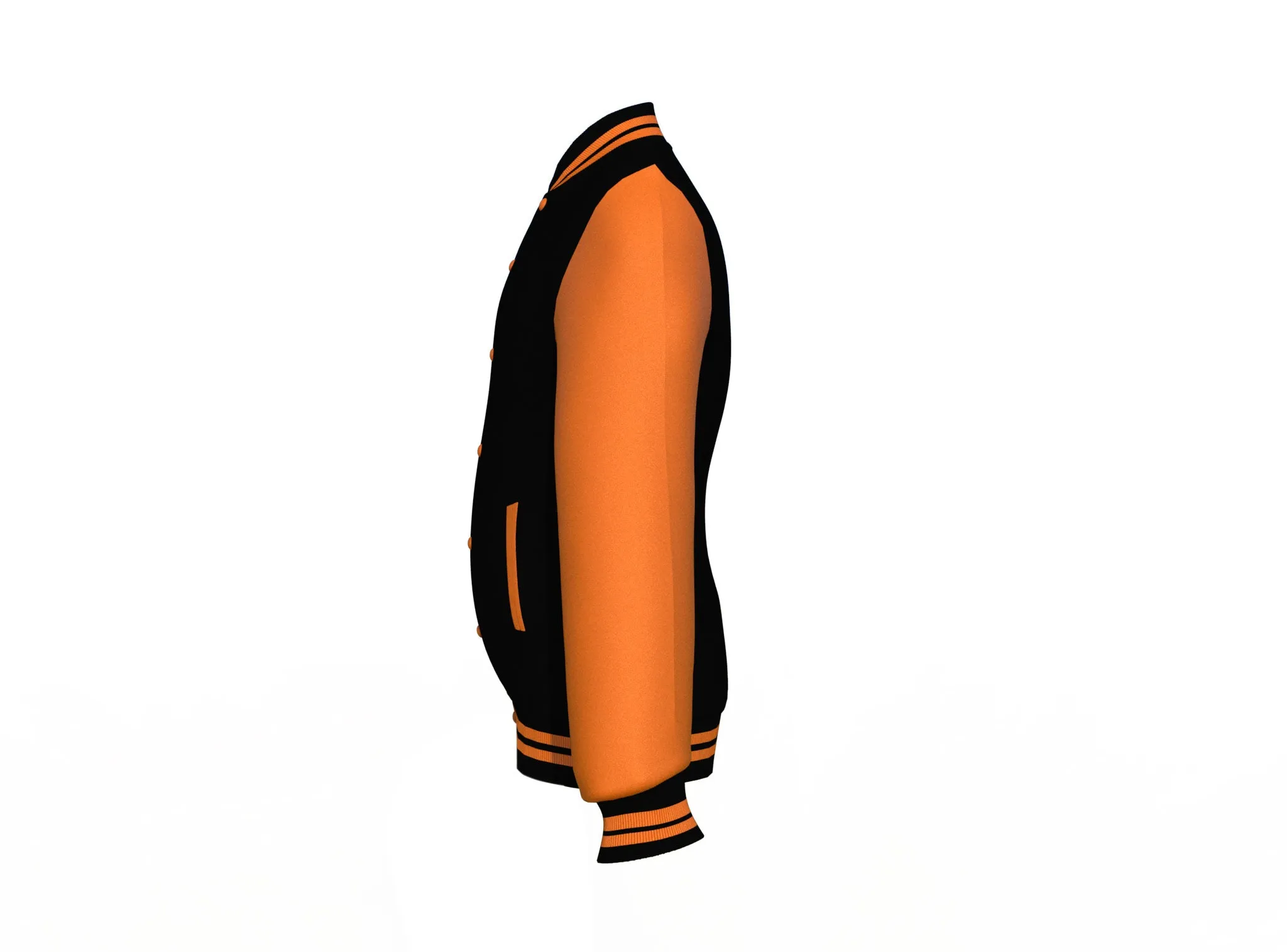 Black Varsity Letterman Jacket with Orange Sleeves