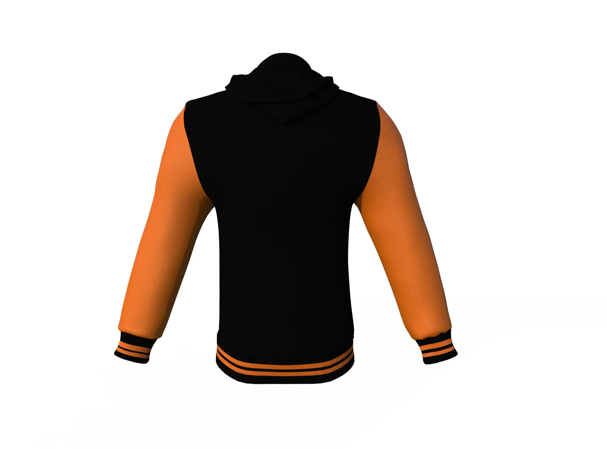 Black Varsity Letterman Jacket with Orange Sleeves