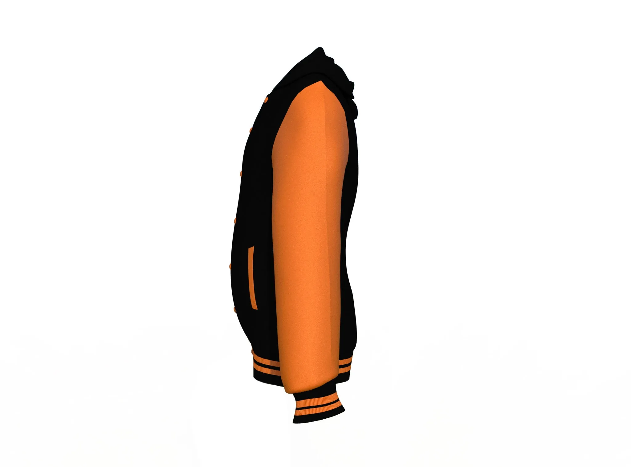 Black Varsity Letterman Jacket with Orange Sleeves