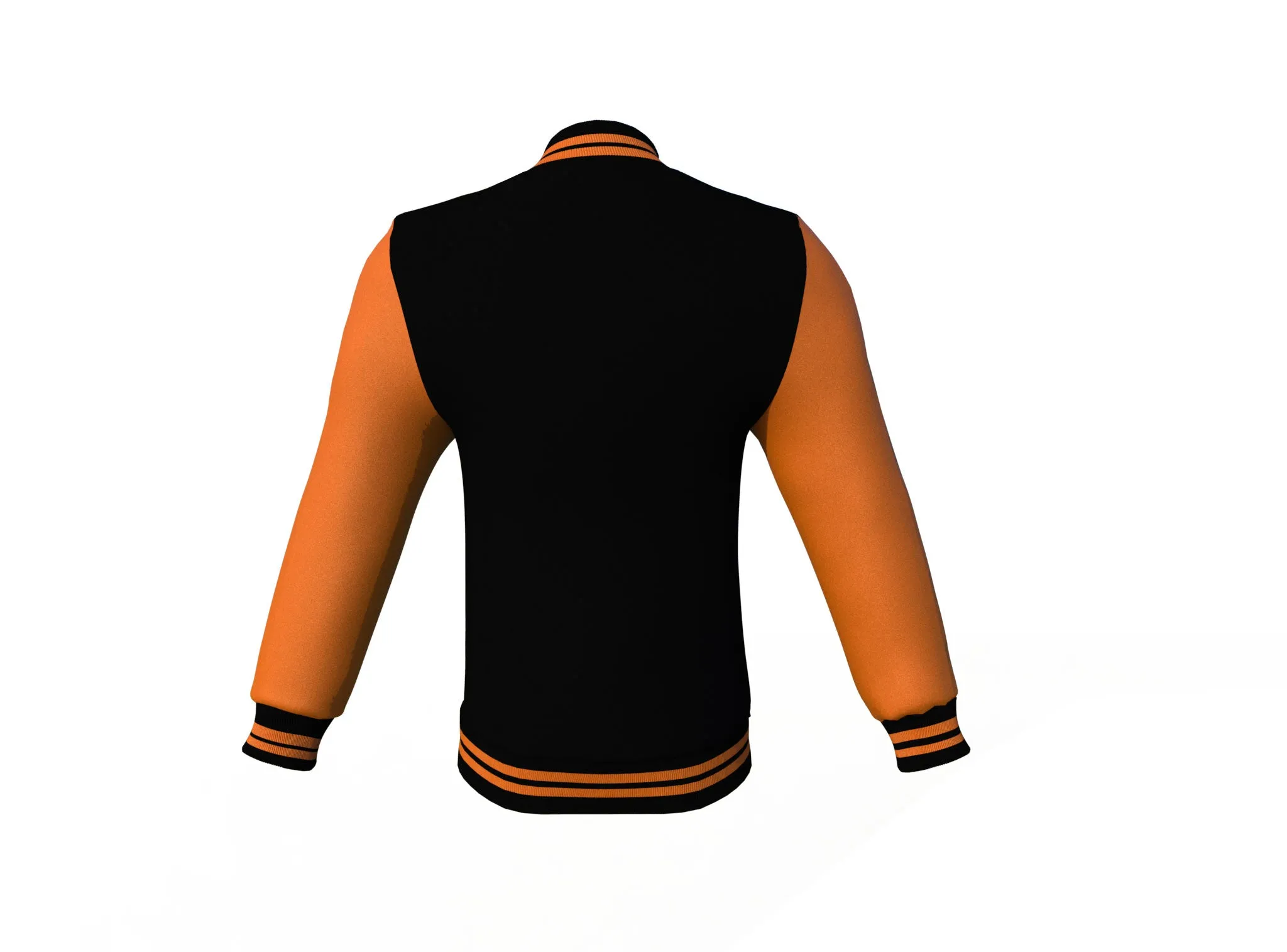 Black Varsity Letterman Jacket with Orange Sleeves