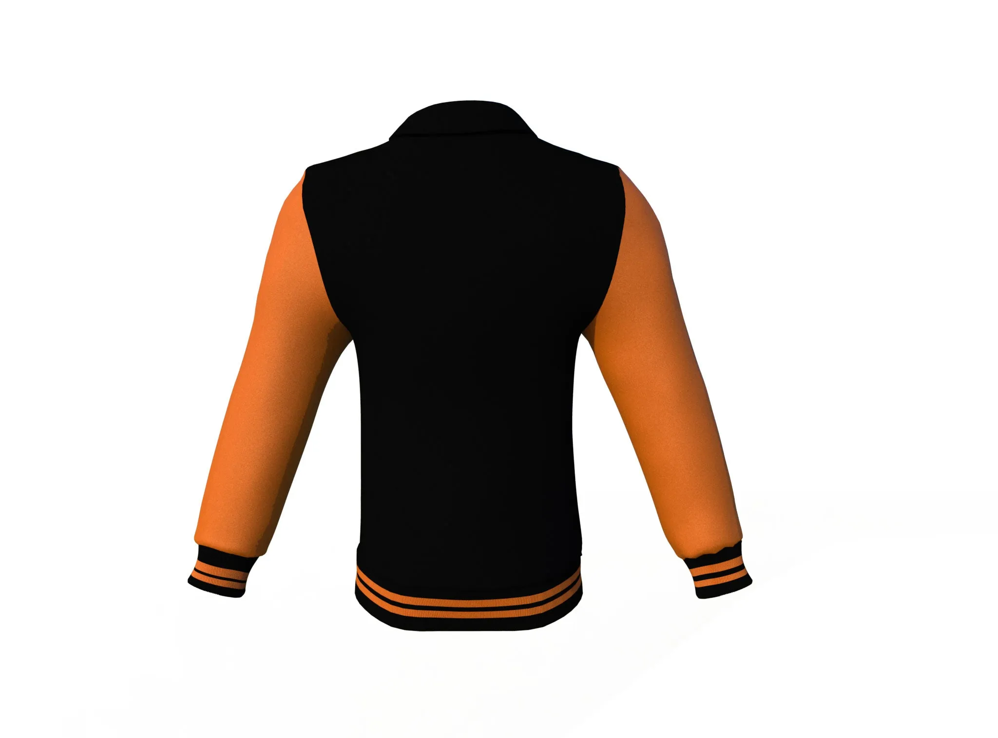 Black Varsity Letterman Jacket with Orange Sleeves