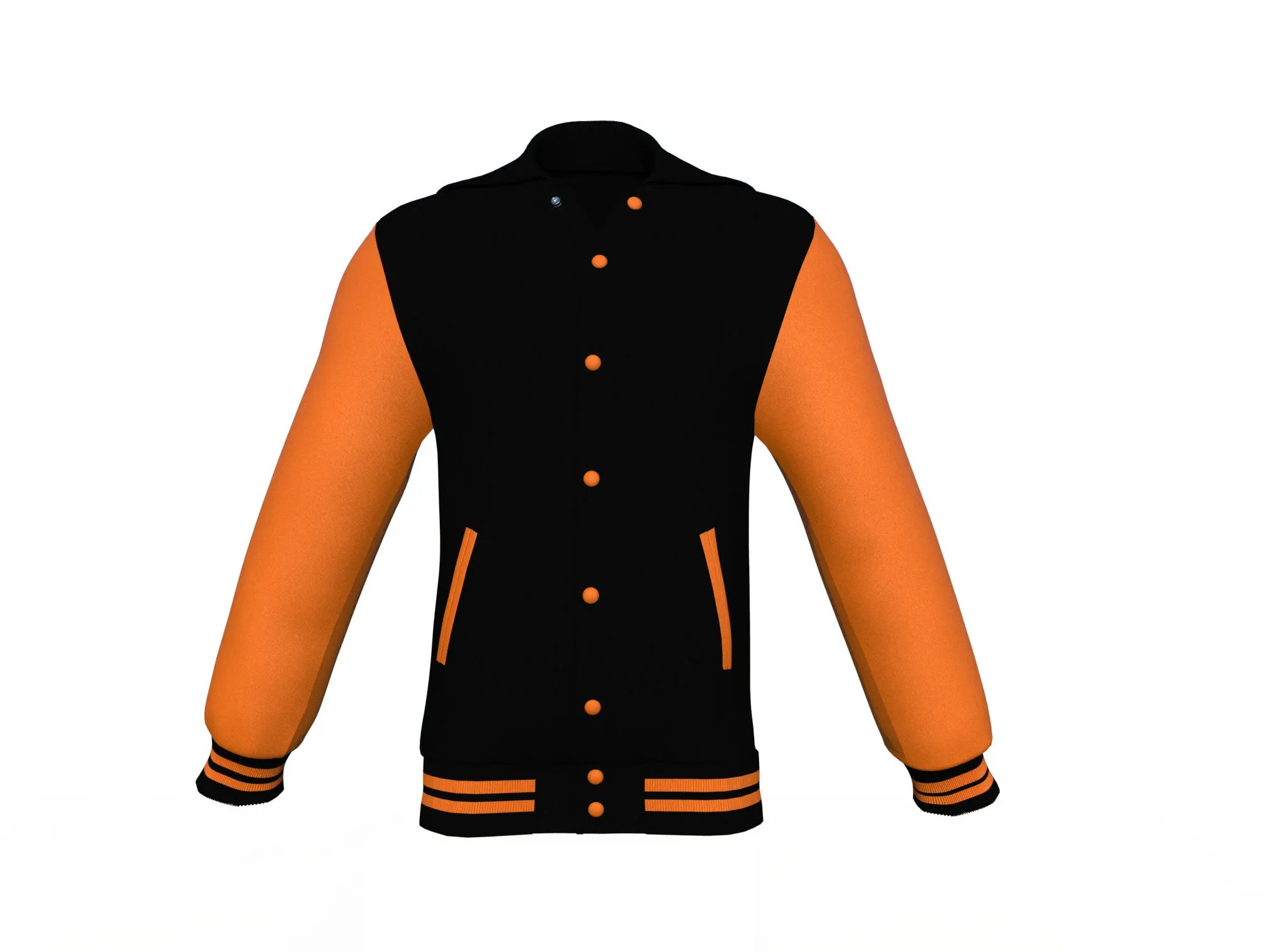 Black Varsity Letterman Jacket with Orange Sleeves