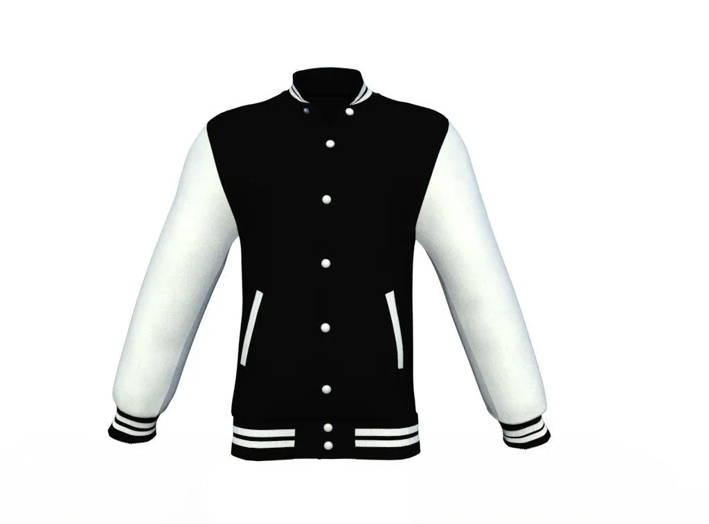 Black Varsity Letterman Jacket with White Sleeves