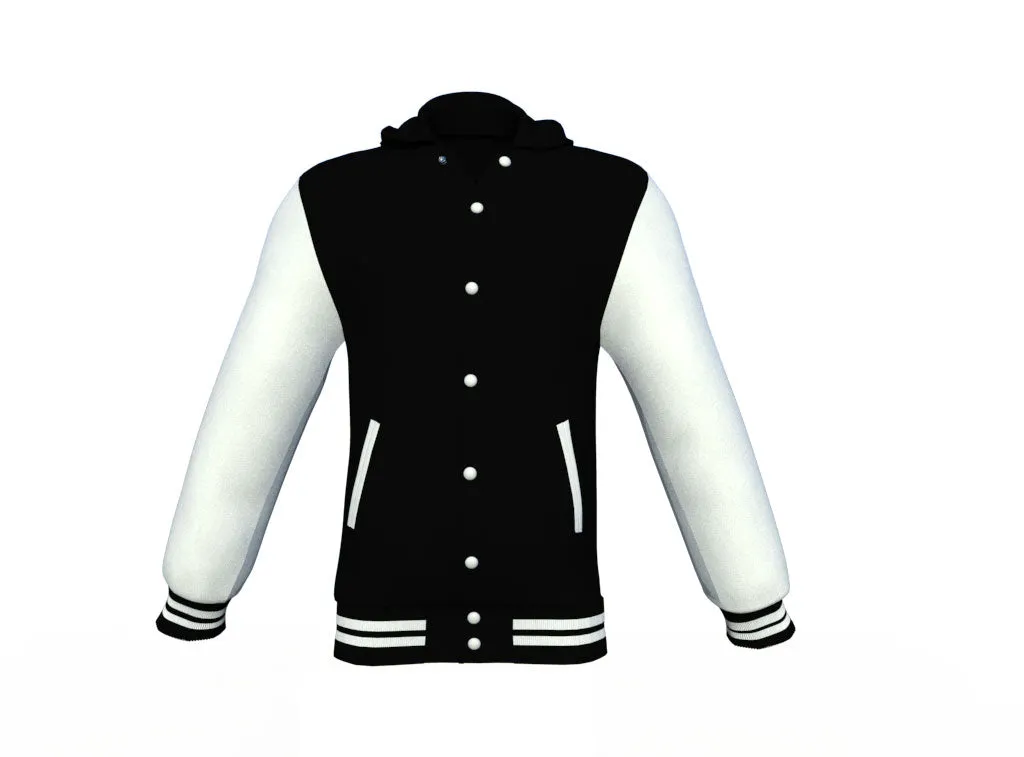 Black Varsity Letterman Jacket with White Sleeves