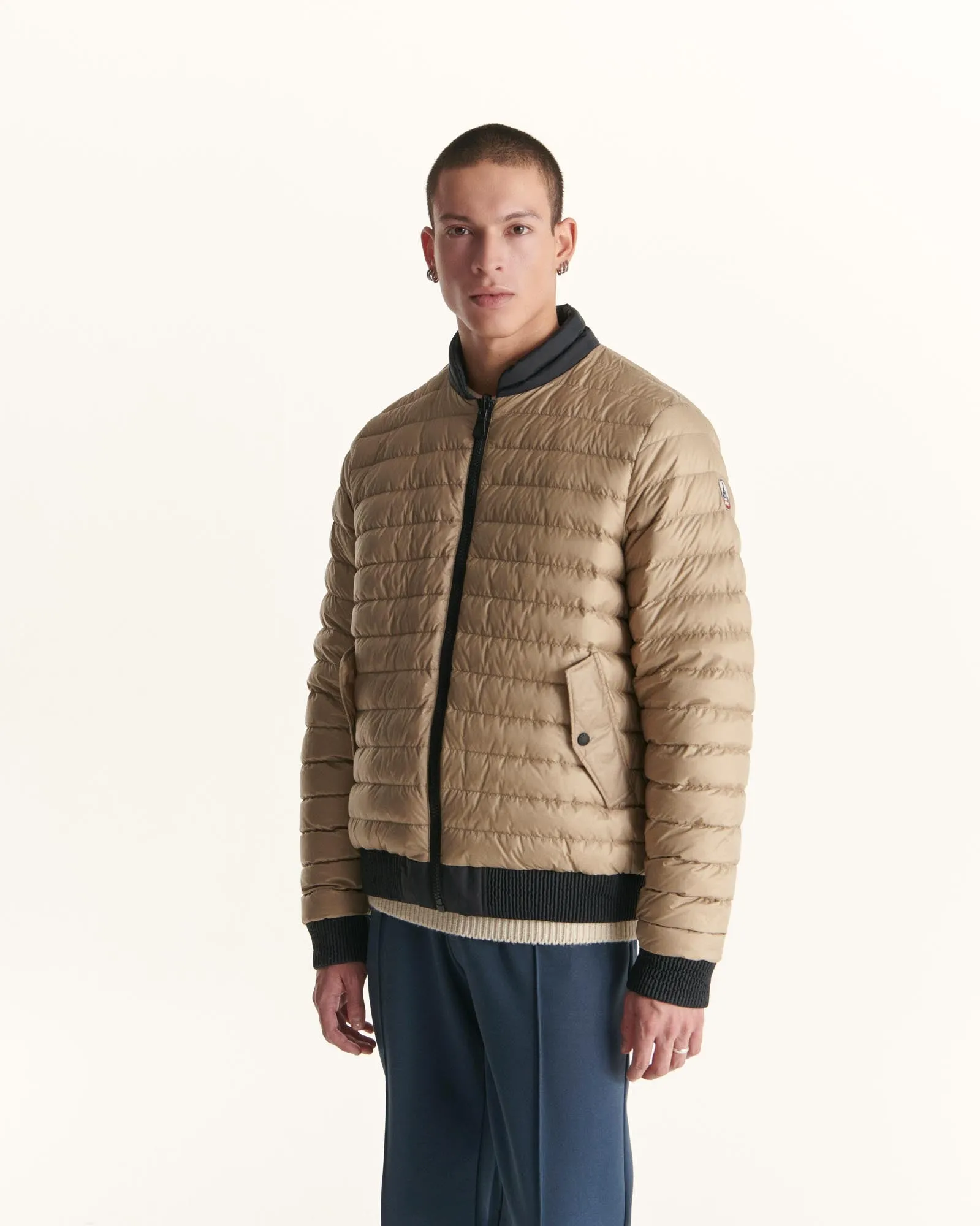 Black/Beige Reversible down jacket Bombay