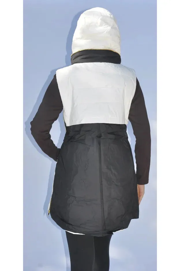 Black/White Hooded Down Vest