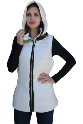 Black/White Hooded Down Vest