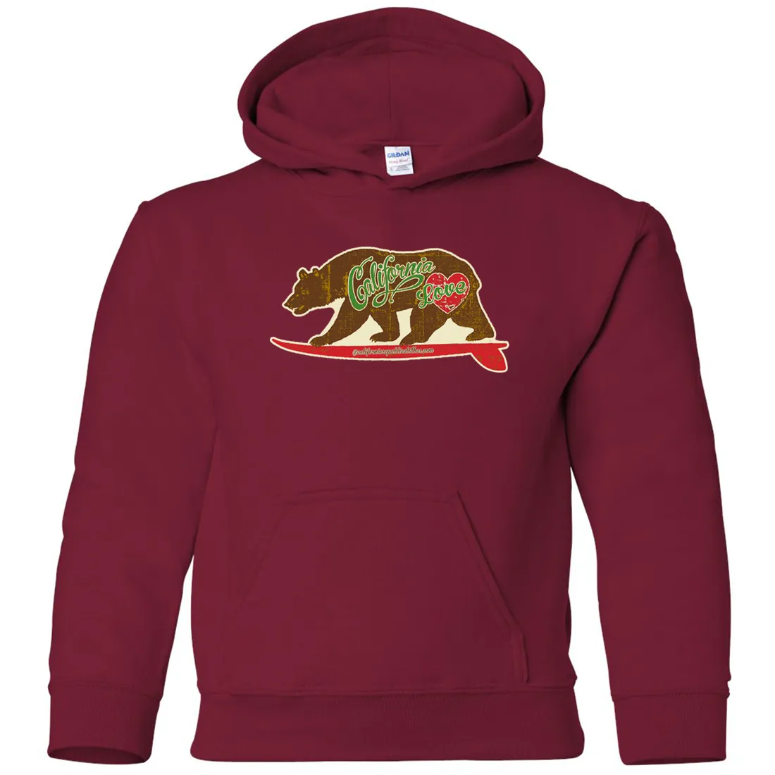 California Love Vintage Surfboard Youth Sweatshirt Hoodie