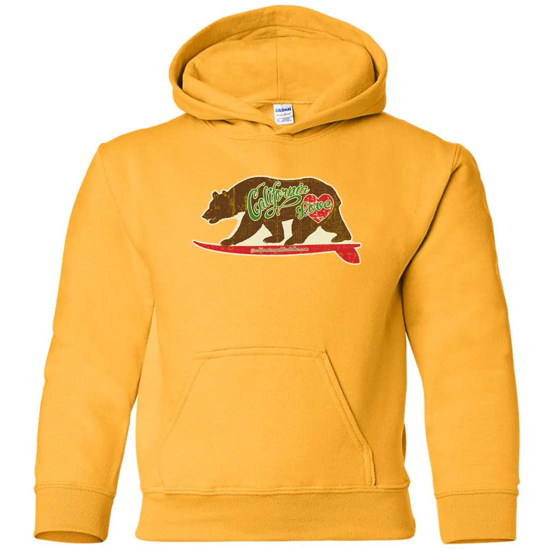 California Love Vintage Surfboard Youth Sweatshirt Hoodie