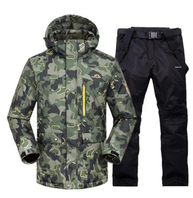 Camouflage Green Ski Suit For Men