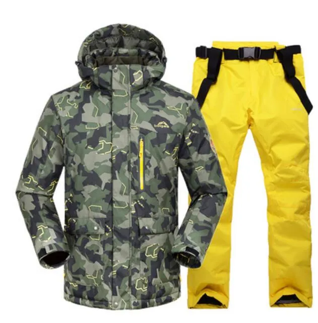 Camouflage Green Ski Suit For Men