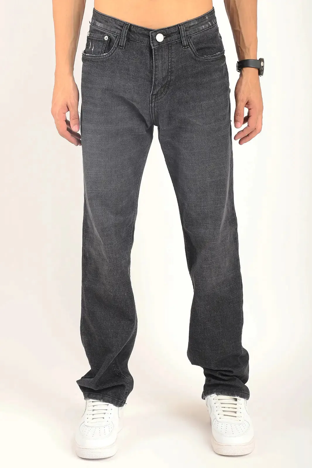 Charcoal Denim Fabric Straight Fit Jeans