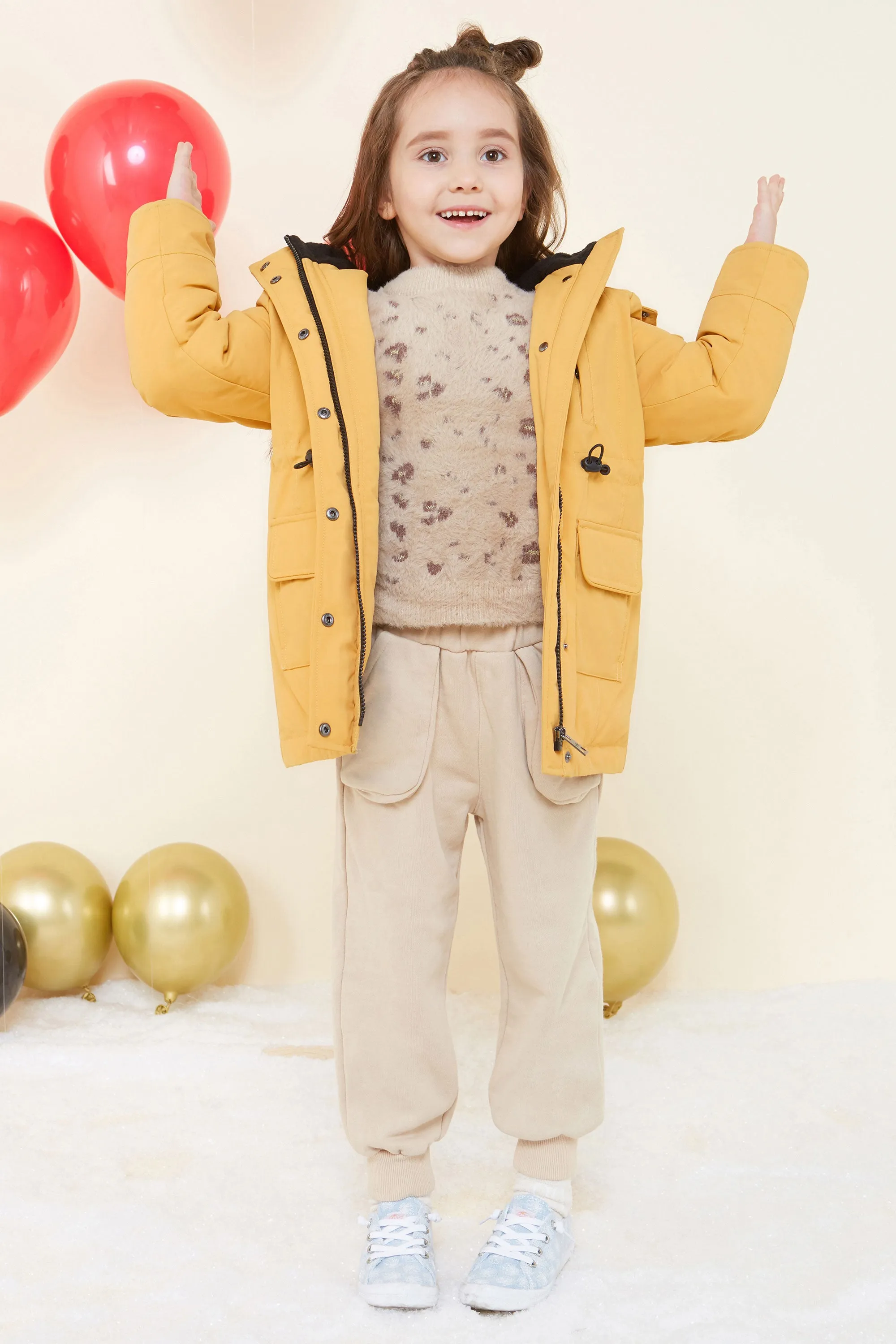 Children's Warm Down Quilted Hooded Jackets