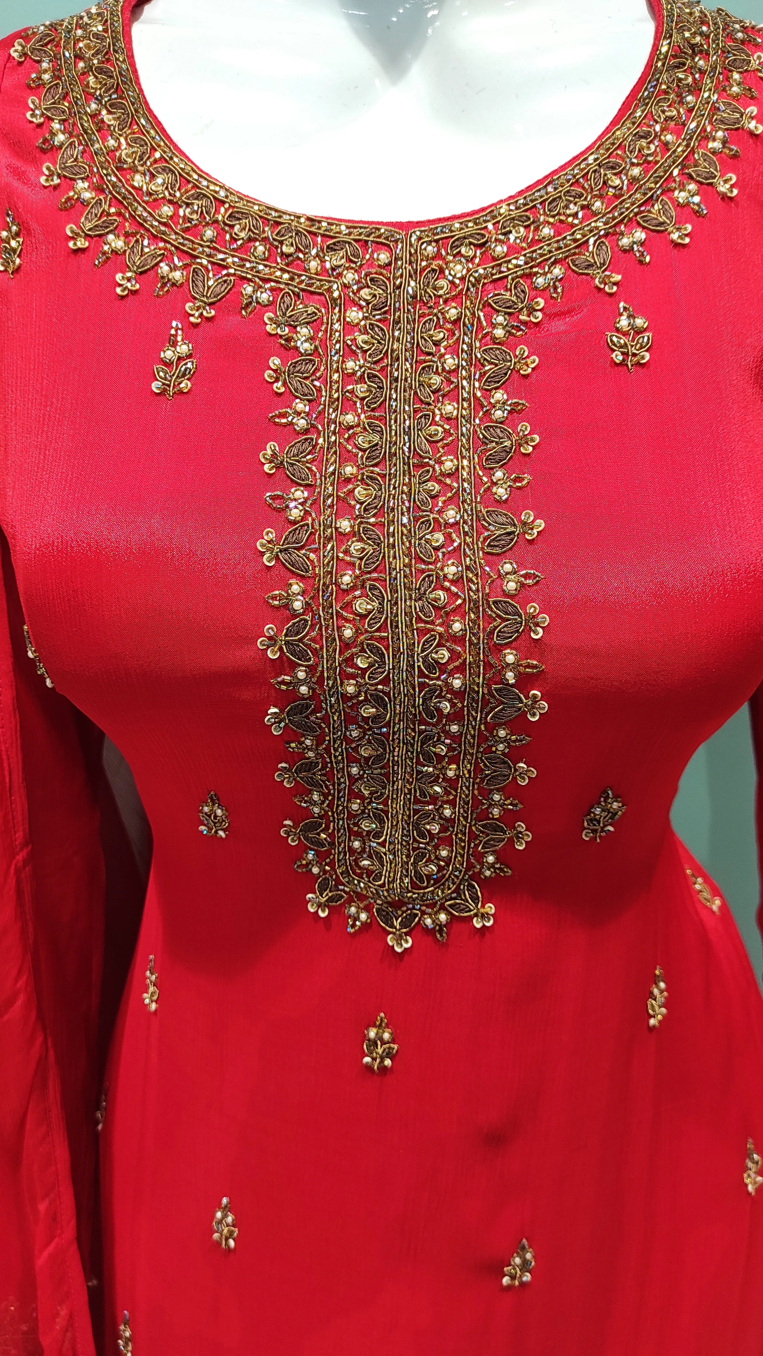 Chinon Sharara Suit with Cutdana and Zari Work