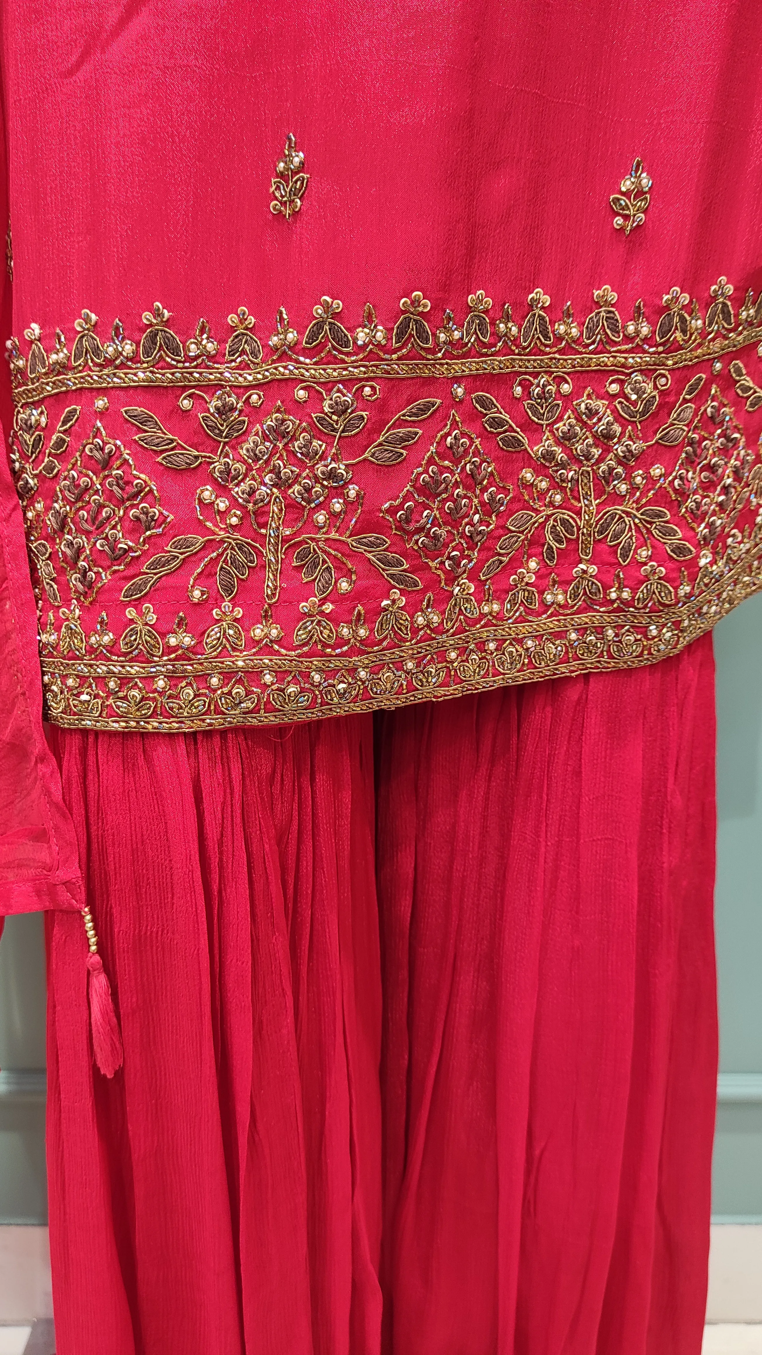 Chinon Sharara Suit with Cutdana and Zari Work