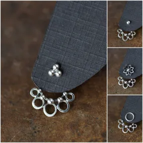 Circles and Dots, Handmade Silver Ear Jackets