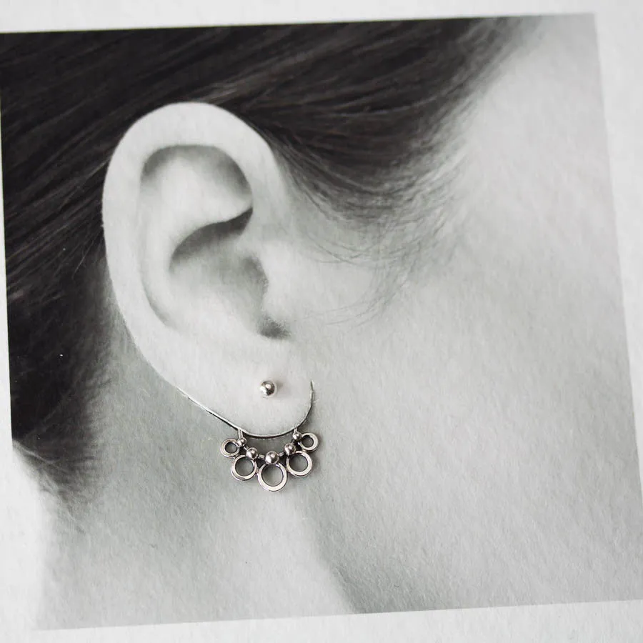 Circles and Dots, Handmade Silver Ear Jackets