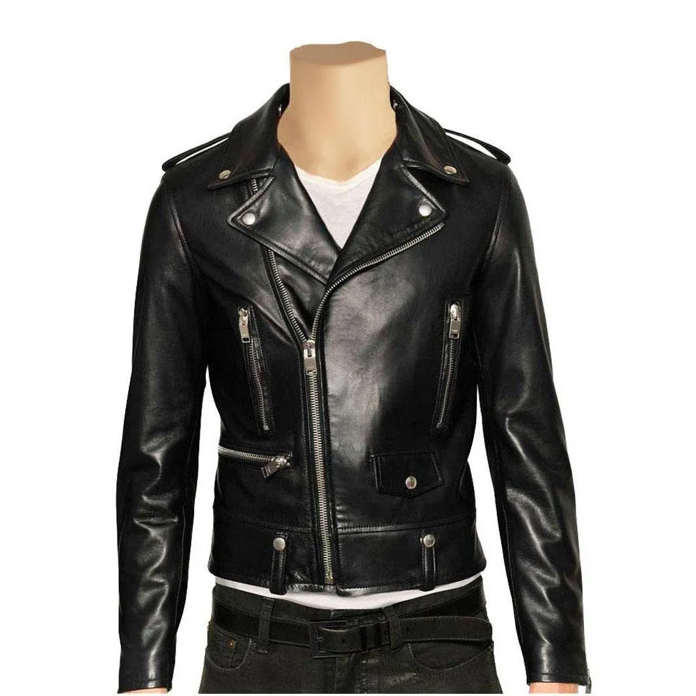 Classic Biker style Leather Jacket - CLEARANCE PRE MADE