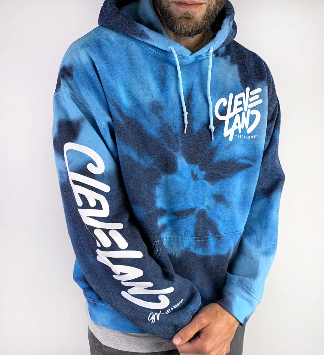 Cleveland Blue Tie Dye Hooded Sweatshirt