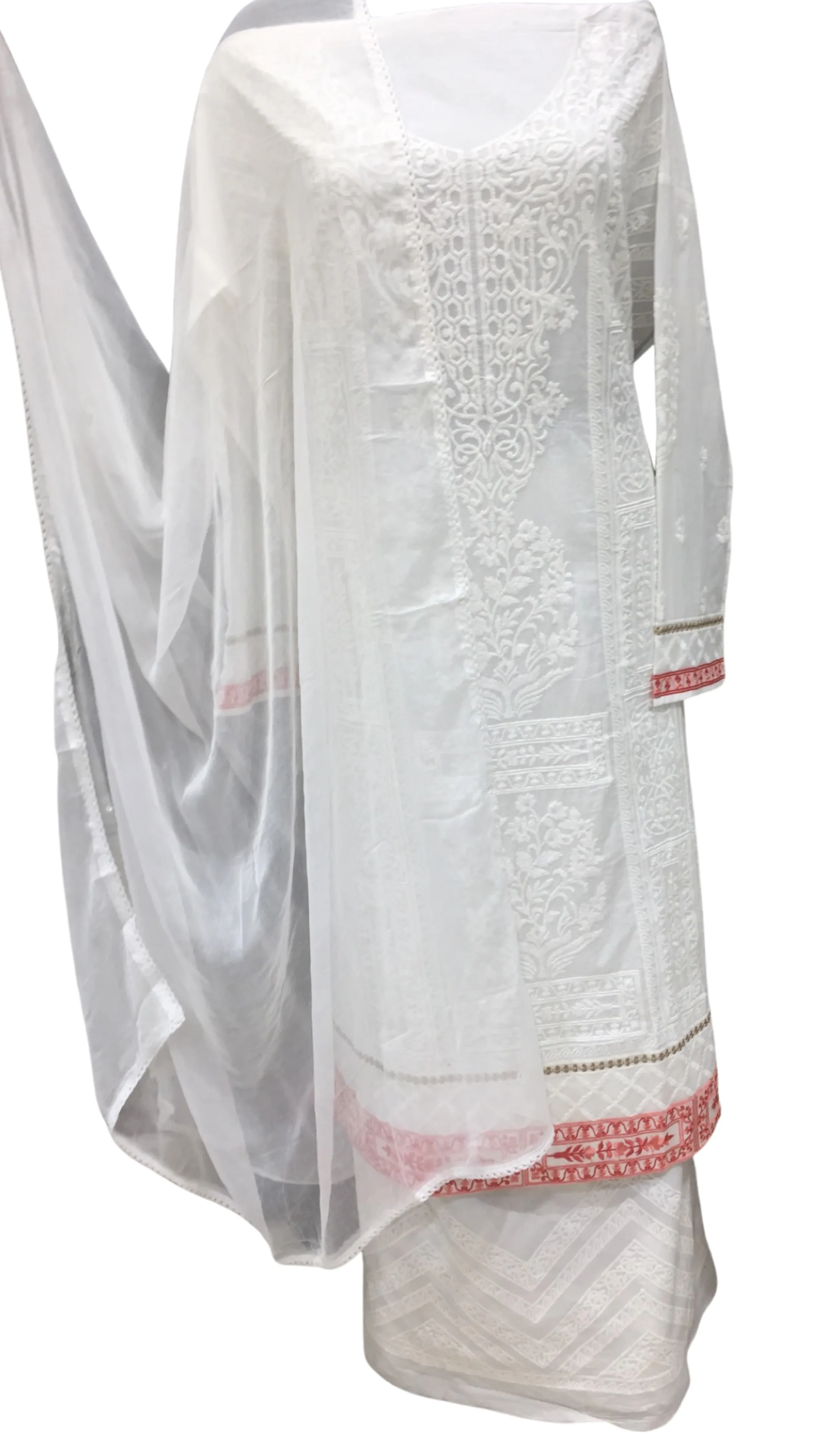 Cotton Chikankari Semi Stitched Suit with Chikan Embroidery