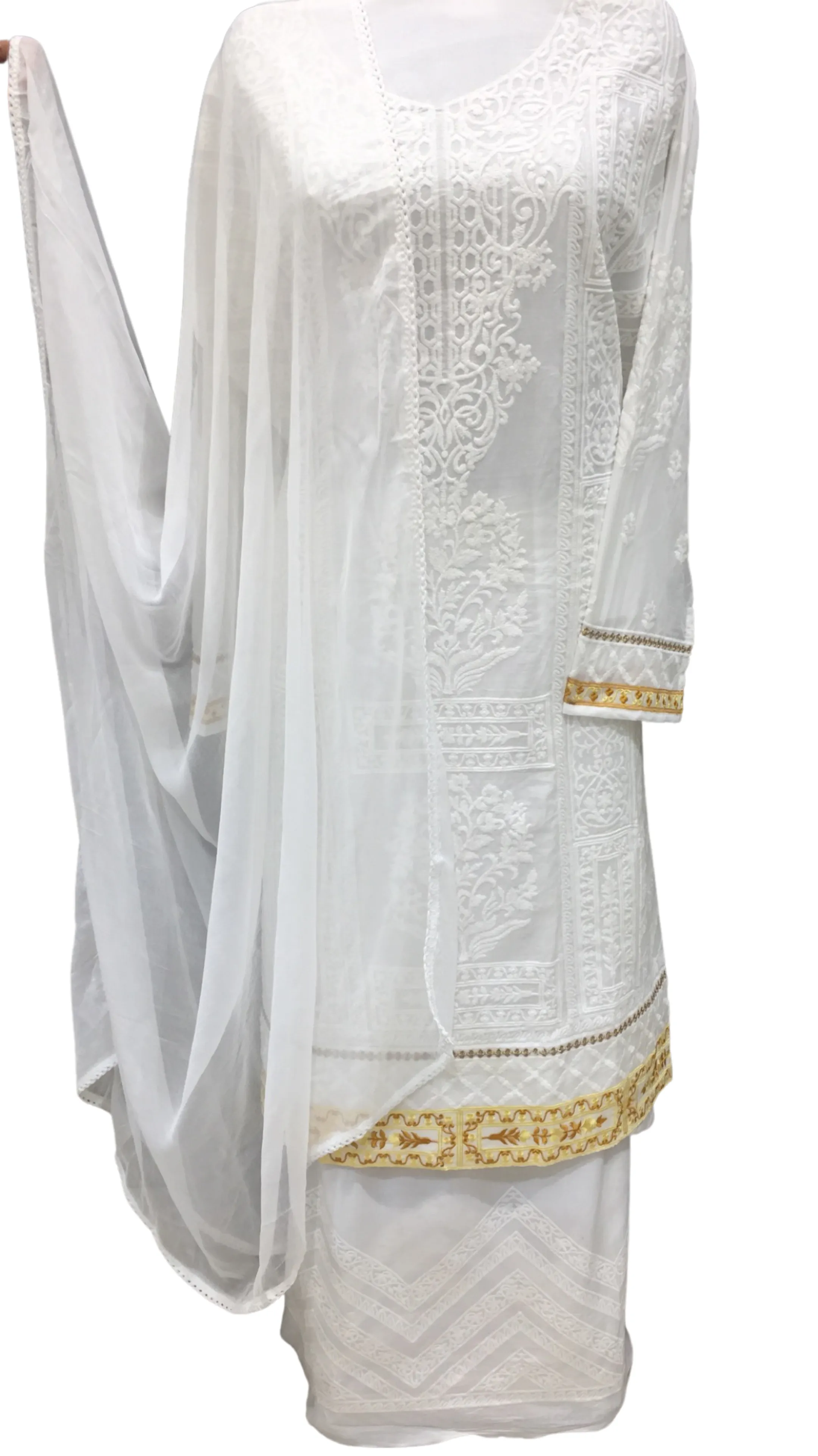 Cotton Chikankari Semi Stitched Suit with Chikan Embroidery